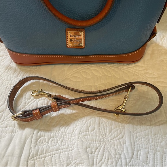 NWT Dooney & Burke Zip Zip Satchel in Blue/Tan - Picture 3 of 9